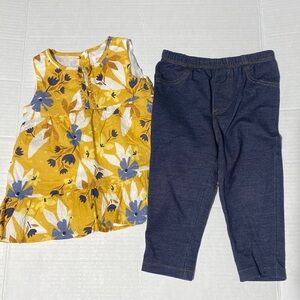 Tommy Bahama yellow dress paired with carters leggings size 18m
